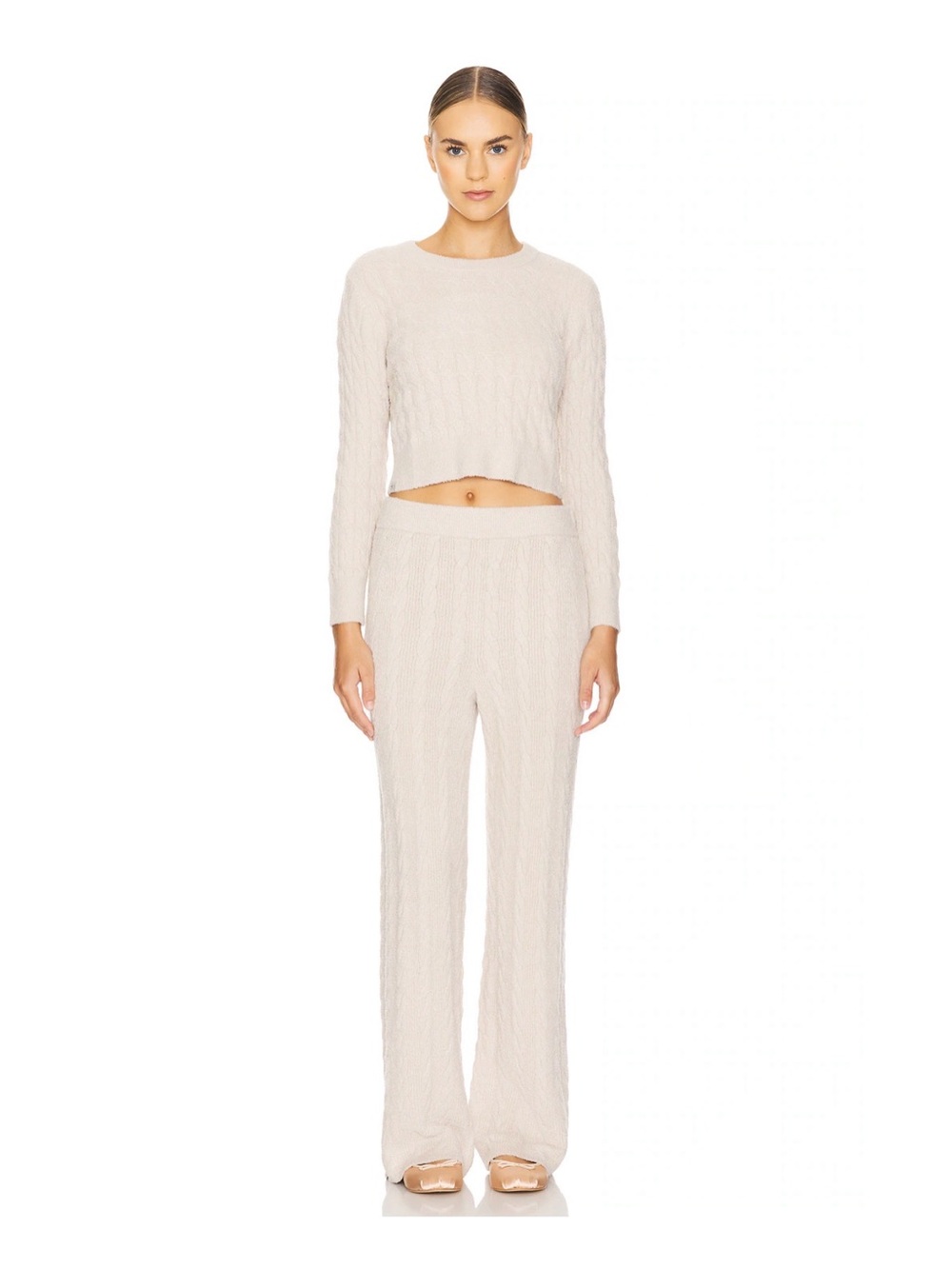 Cable Pullover & Pant Set in Stone